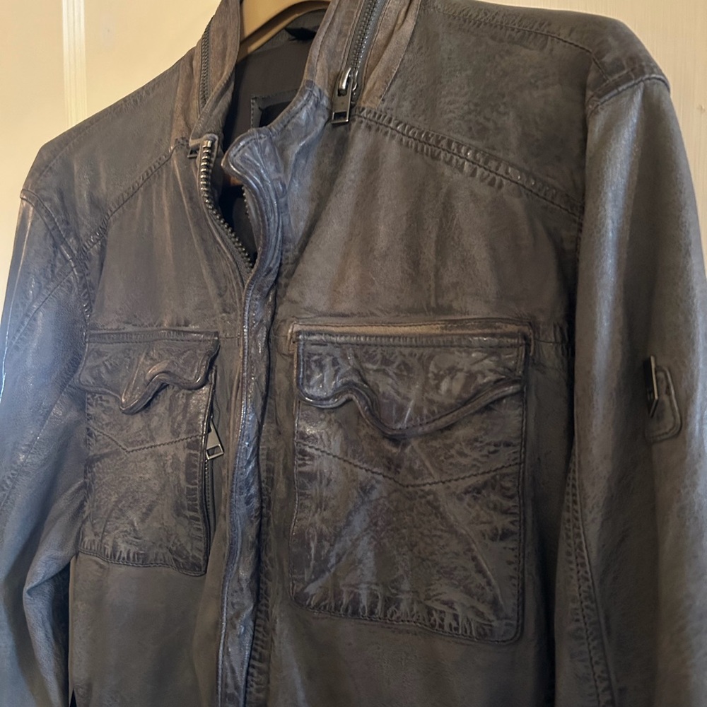 MAURITIUS Men's Gray Leather Jacket